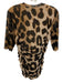 Ganni Size 38 Brown & Black Polyamide Short Sleeve Animal Print Mesh Top Brown & Black / 38