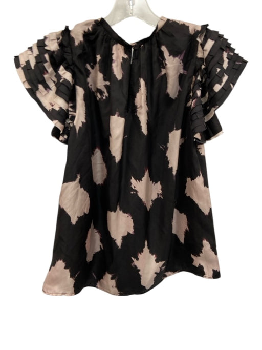 Ulla Johnson Size 0 Black, Cream, Pink Silk Ruffle Short Sleeve Tie Dye Pant Set Black, Cream, Pink / 0