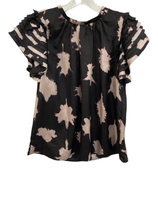 Ulla Johnson Size 0 Black, Cream, Pink Silk Ruffle Short Sleeve Tie Dye Pant Set Black, Cream, Pink / 0