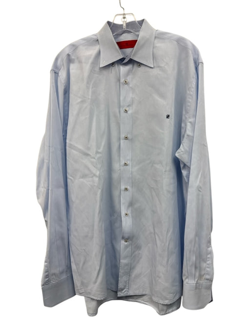 Carolina Herrera Size 17.5 Blue Cotton Button Down Men's Long Sleeve Shirt Blue / 17.5