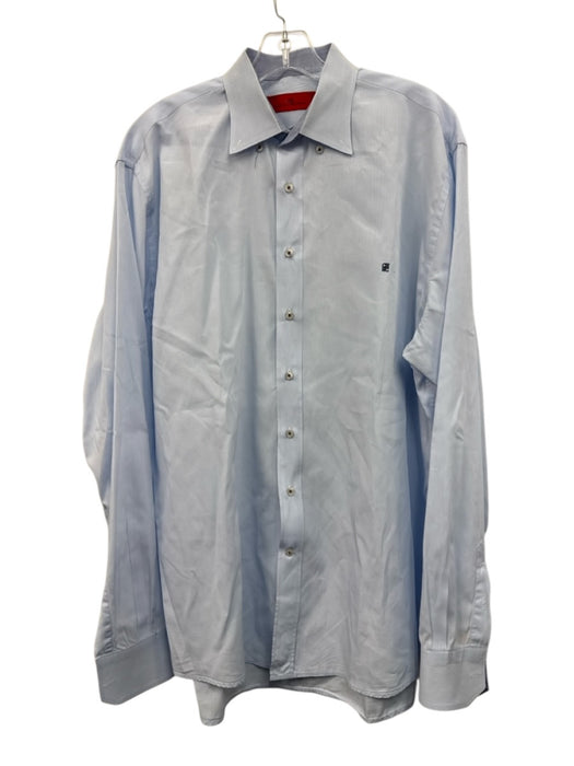 Carolina Herrera Size 17.5 Blue Cotton Button Down Men's Long Sleeve Shirt Blue / 17.5