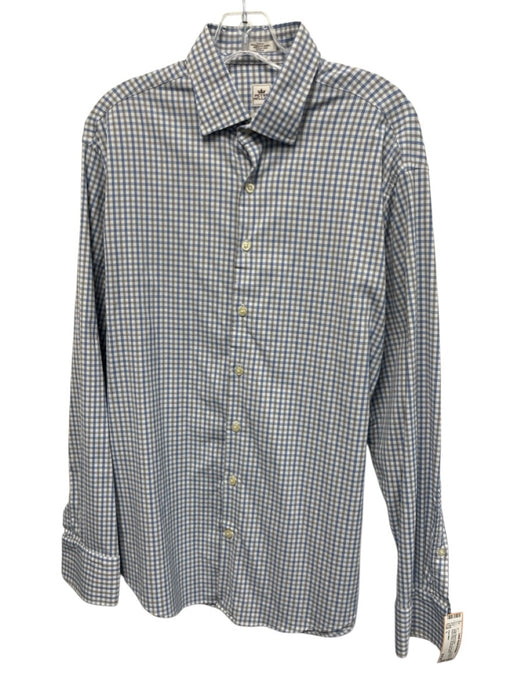 Peter Millar Size L White, Blue, & Brown Print Nylon Plaid Long Sleeve Shirt White, Blue, & Brown Print / L