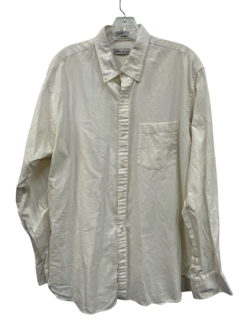 Peter Millar Size L White Cotton Button Down Men's Long Sleeve Shirt White / L