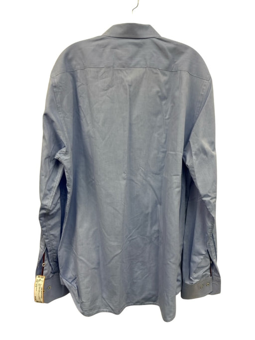 Carolina Herrera Size 17.5 Blue Cotton Button Down Men's Long Sleeve Shirt Blue / 17.5