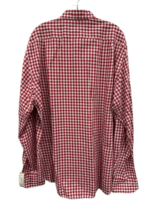 Carolina Herrera Size 17.5 Red & White Cotton Gingham Men's Long Sleeve Shirt Red & White / 17.5