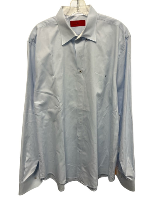 Carolina Herrera Size 17.5 Blue Cotton Button Down Men's Long Sleeve Shirt Blue / 17.5