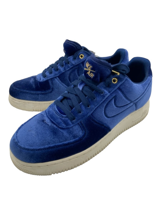 Nike Shoe Size 9 Blue Velour Gold Detail Sail Midsole Air Force 1 Sneakers Blue / 9