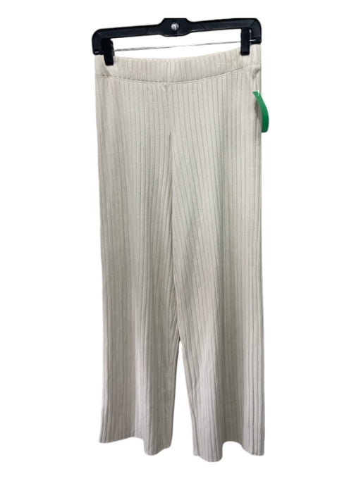 Vince Size S White Cotton & Viscose Blend Ribbed Elastic Waist Solid Pants White / S