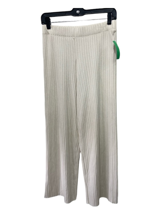 Vince Size S White Cotton & Viscose Blend Ribbed Elastic Waist Solid Pants White / S