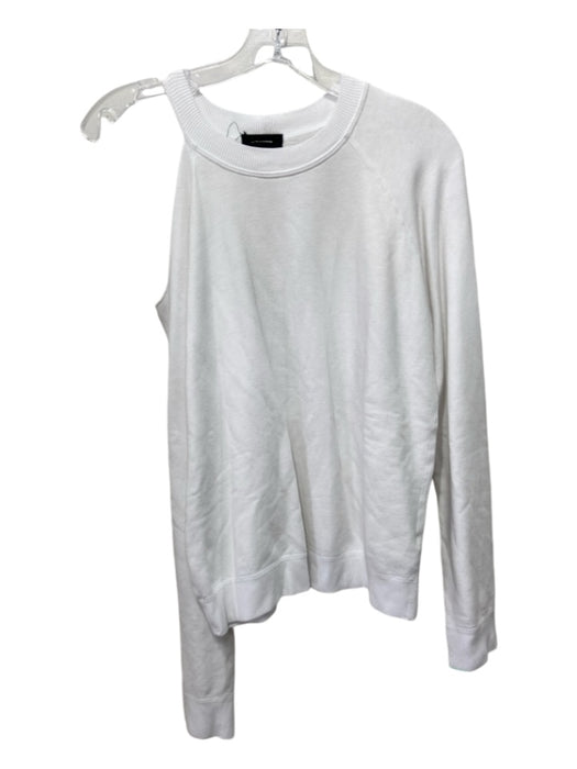 Monrow Size S White Rayon & Cotton Long Sleeve Shoulder Cut Out Sweater White / S