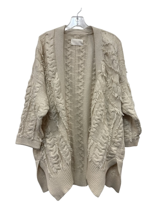 Zadig & Voltaire Size M/L Cream Cashmere Blend Ribbed Cable Knit Cardigan Cream / M/L