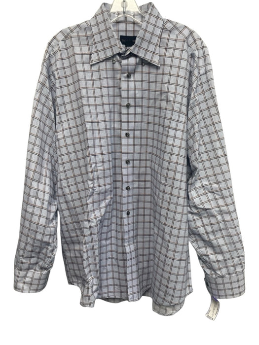 Scott Barber Size XL White & Multi Cotton Plaid Button Up Long Sleeve Shirt White & Multi / XL