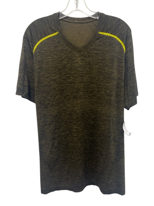 Lululemon Size Est L Olive Green Synthetic Heathered Athletic Men's Short Sleeve Olive Green / Est L