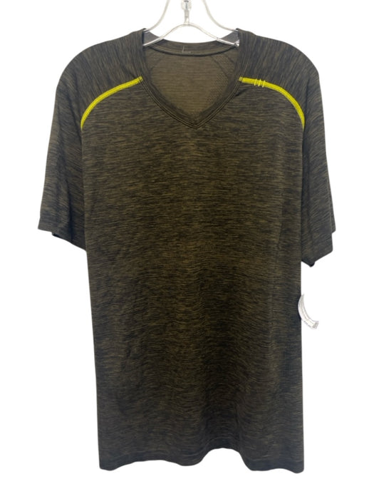 Lululemon Size Est L Olive Green Synthetic Heathered Athletic Men's Short Sleeve Olive Green / Est L