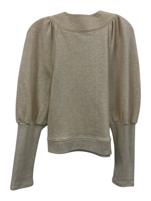 Ulla Johnson Size M Cream Cotton Split Neck Bishop sleeve Tie Neck Sweater Cream / M