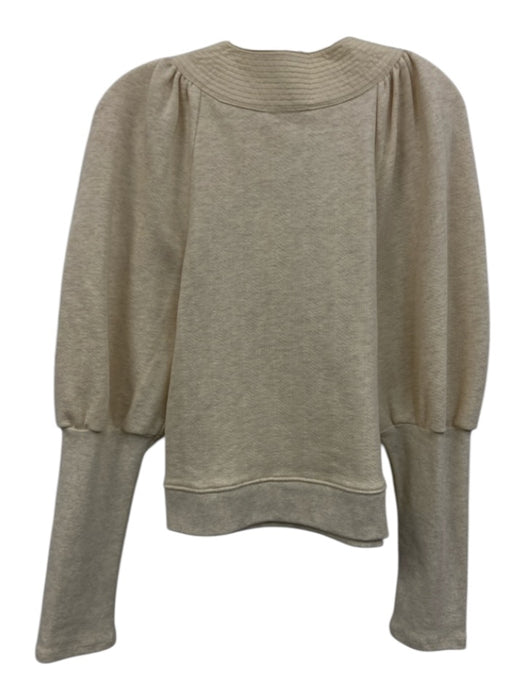 Ulla Johnson Size M Cream Cotton Split Neck Bishop sleeve Tie Neck Sweater Cream / M