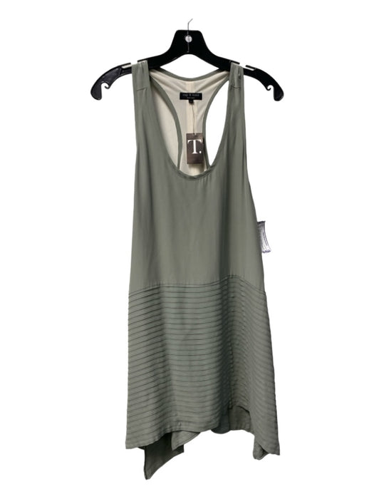 Rag & Bone Size 4 Sage Silk Scoop Neck Sleeveless Racerback Pleat Detail Dress Sage / 4