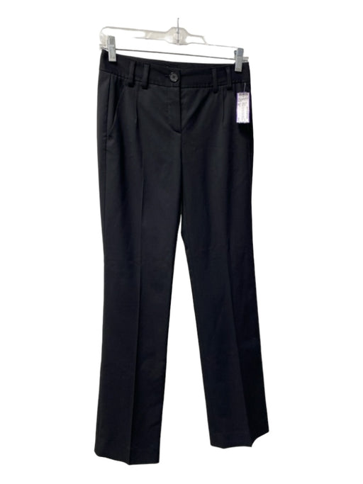 Theory Size 00 Black Polyester Zip Fly Button Up Straight Leg Belt Loops Pants Black / 00