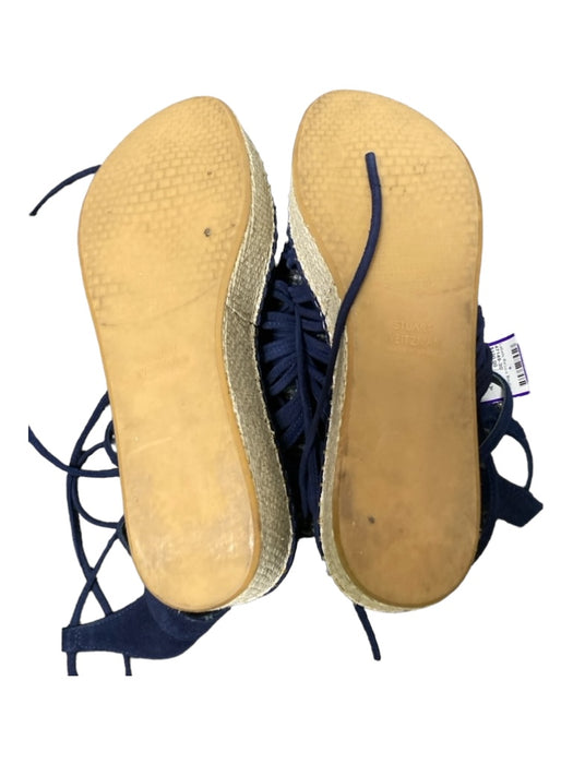 Stuart Weitzman Shoe Size 7 Navy & Cream Suede Espadrille Strappy Open Toe Shoes Navy & Cream / 7