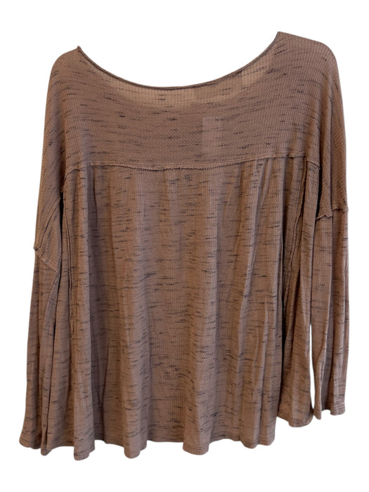 Vintage Havana Size Est XS Brown Faded Fabric Tag space dye Quarter Button Top Brown / Est XS