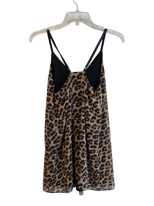 Alice + Olivia Size XS Brown Polyester Leather Strap Leopard V Neck Dress Brown / XS