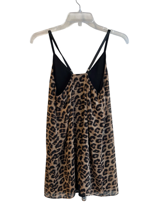 Alice + Olivia Size XS Brown Polyester Leather Strap Leopard V Neck Dress Brown / XS