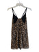 Alice + Olivia Size XS Brown Polyester Leather Strap Leopard V Neck Dress Brown / XS