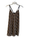 Alice + Olivia Size XS Brown Polyester Leather Strap Leopard V Neck Dress Brown / XS
