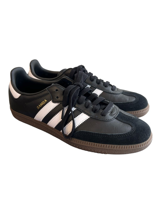 Adidas Shoe Size 41.5 Black Leather Lace Up 3 Stripes Black Almond Toe Shoes Black / 41.5