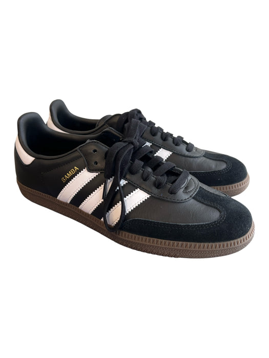 Adidas Shoe Size 41.5 Black Leather Lace Up 3 Stripes Black Almond Toe Shoes Black / 41.5