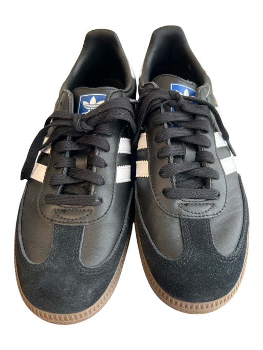 Adidas Shoe Size 41.5 Black Leather Lace Up 3 Stripes Black Almond Toe Shoes Black / 41.5
