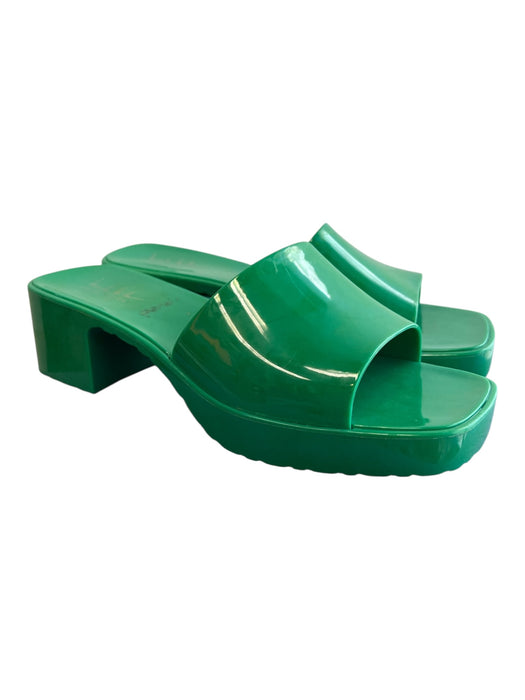 Nicole Miller Shoe Size 10 Green Manmade Material Rubber Open Square Toe Shoes Green / 10