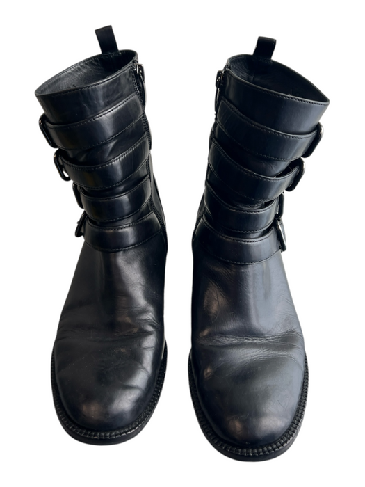 Via Spiga Shoe Size 7 Black Leather Almond Toe Silver Hardware Side Zip Boots Black / 7
