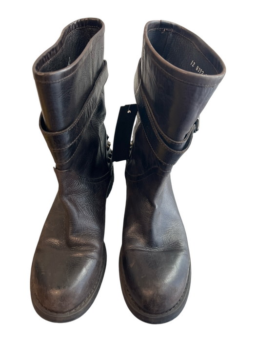 Boemos Shoe Size 37 Brown Leather Upper Round Toe studded detail Boots Brown / 37