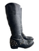 Ash Shoe Size 38 Black Leather Round Toe Studded Side Zip Calf Length Boots Black / 38