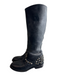 Ash Shoe Size 38 Black Leather Round Toe Studded Side Zip Calf Length Boots Black / 38
