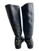 Ash Shoe Size 38 Black Leather Round Toe Studded Side Zip Calf Length Boots Black / 38