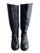 Ash Shoe Size 38 Black Leather Round Toe Studded Side Zip Calf Length Boots Black / 38