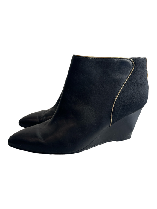 Carmen Marc Valvo Shoe Size 7.5 Black Leather Pointed Toe Gold Hardware Boots Black / 7.5