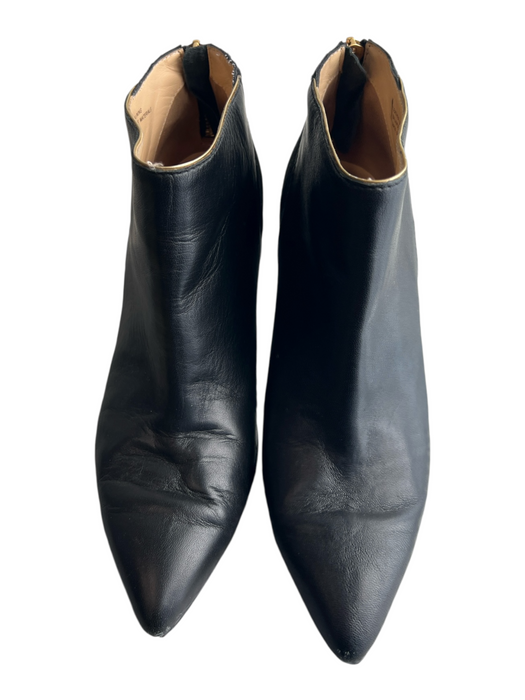 Carmen Marc Valvo Shoe Size 7.5 Black Leather Pointed Toe Gold Hardware Boots Black / 7.5
