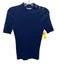 Tory Burch Size M Blue Viscose Blend Ribbed Short Sleeve Button Detail Top Blue / M