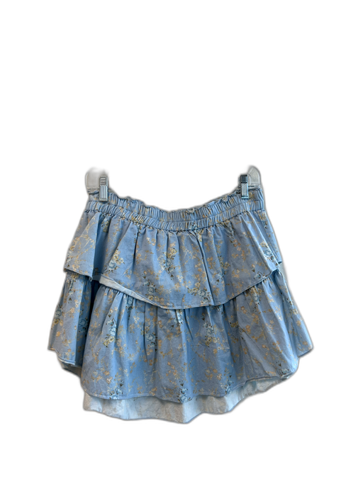 Love Shack Fancy Size Medium Blue & Tan Cotton Floral Stretch Waist Tiered Skirt Blue & Tan / Medium