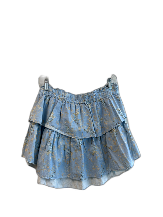 Love Shack Fancy Size Medium Blue & Tan Cotton Floral Stretch Waist Tiered Skirt Blue & Tan / Medium