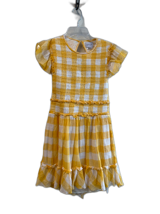 Saylor Size Medium Yellow & White Cotton Gingham Stretch bodice Round Neck Dress Yellow & White / Medium