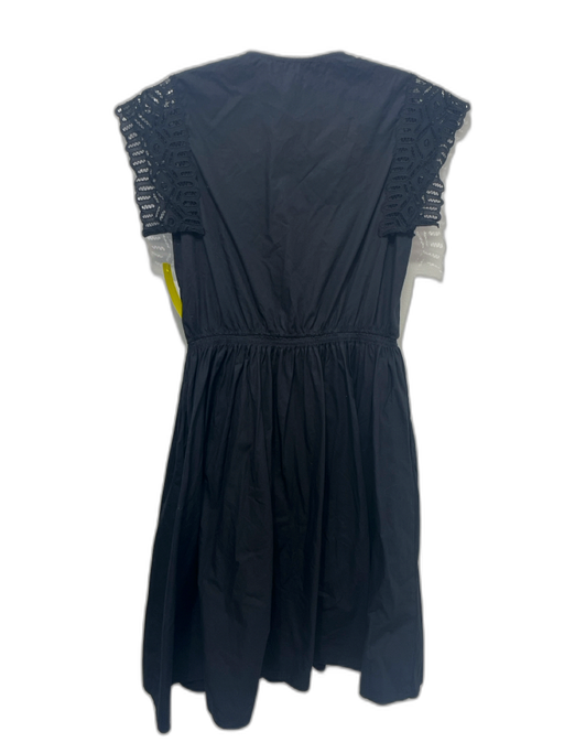 Sandro Size Est XS/S Black Cotton Lace Sleeves Button Up Elastic Waist Dress Black / Est XS/S