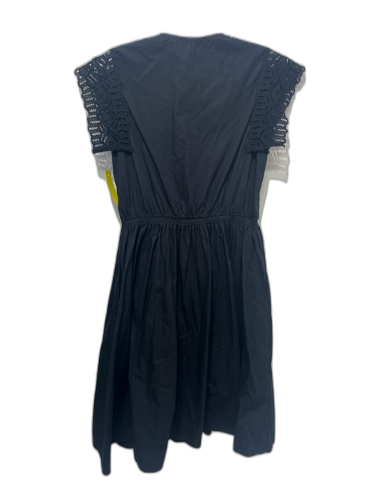 Sandro Size Est XS/S Black Cotton Lace Sleeves Button Up Elastic Waist Dress Black / Est XS/S