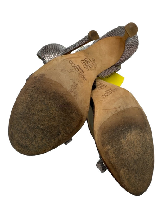 Jimmy Choo Shoe Size 41 Gunmetal Snakeskin Ankle Strap Jeweled Buckle Pumps Gunmetal / 41