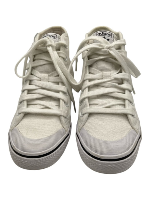 Adidas Shoe Size 5 White & Black Canvas Rubber Sole Logo Lace Up Sneakers White & Black / 5