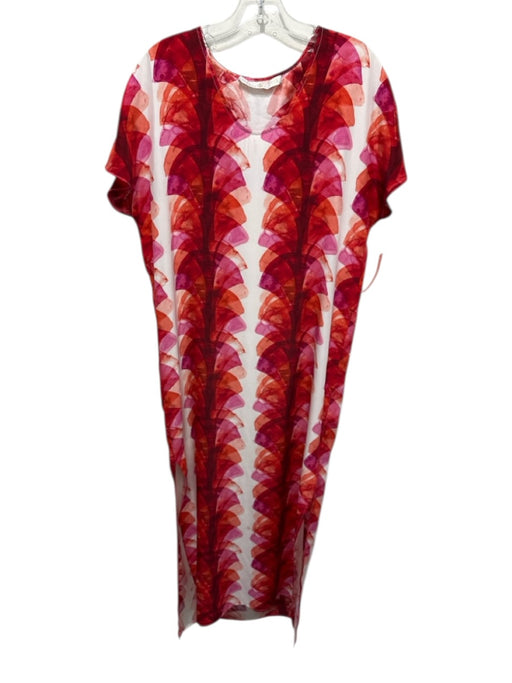Marie Oliver Size XXS White, Red, Purple Silk Abstract Print Leg Slit Dress White, Red, Purple / XXS