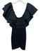 Zara Size S Black Cotton Ribbed Ruffle Detail Cap Sleeve Dress Black / S